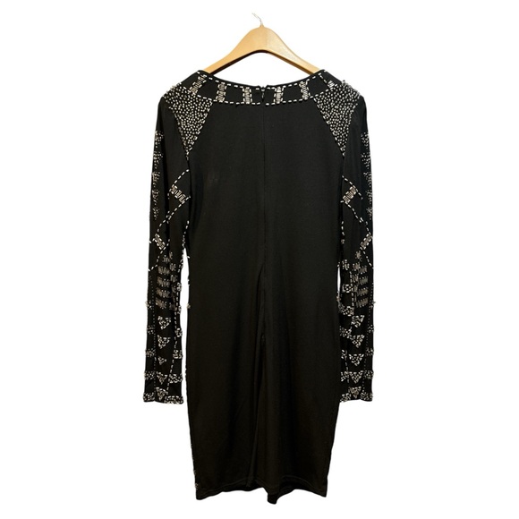 Arden B black beaded low v neck mini dress medium - Picture 2 of 9